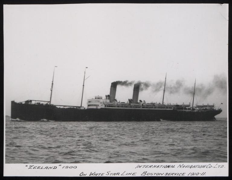 Photograph of Zeeland, White Star Line card