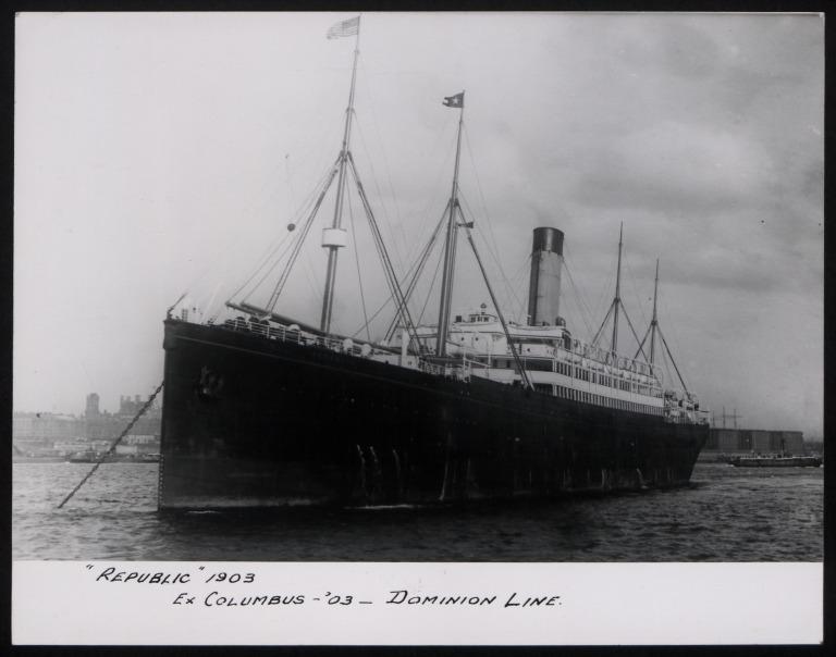 Photograph of Republic (ex Columbus), White Star Line card