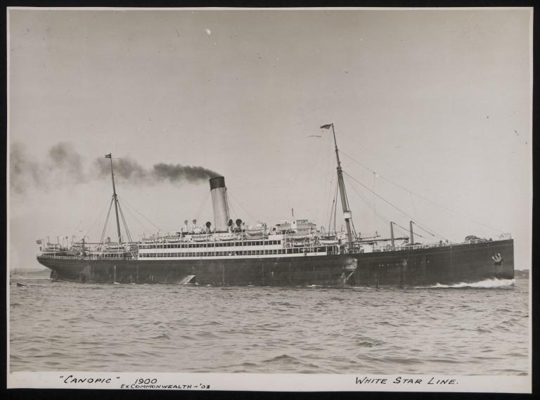 Photograph of Canopic, White Star Line card