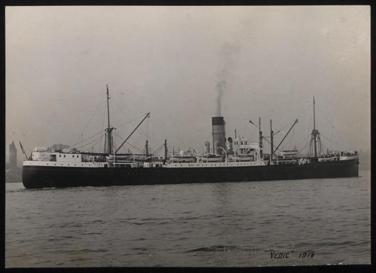 Photograph of Vedic, White Star Line card