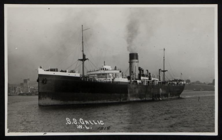 Photograph of Gallic (ex War Argus), White Star Line card