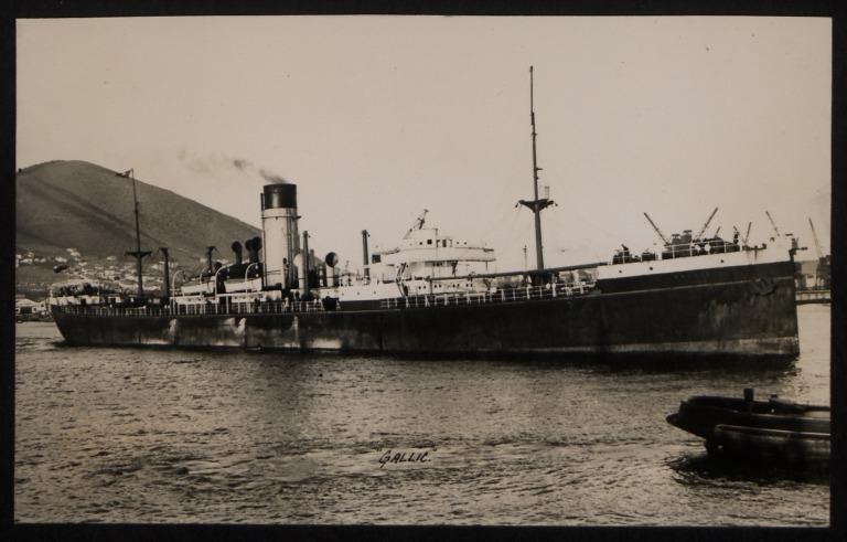 Photograph of Gallic (ex War Argus), White Star Line card