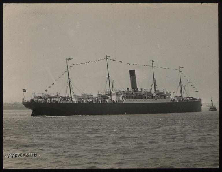 Photograph of Haverford, White Star Line card