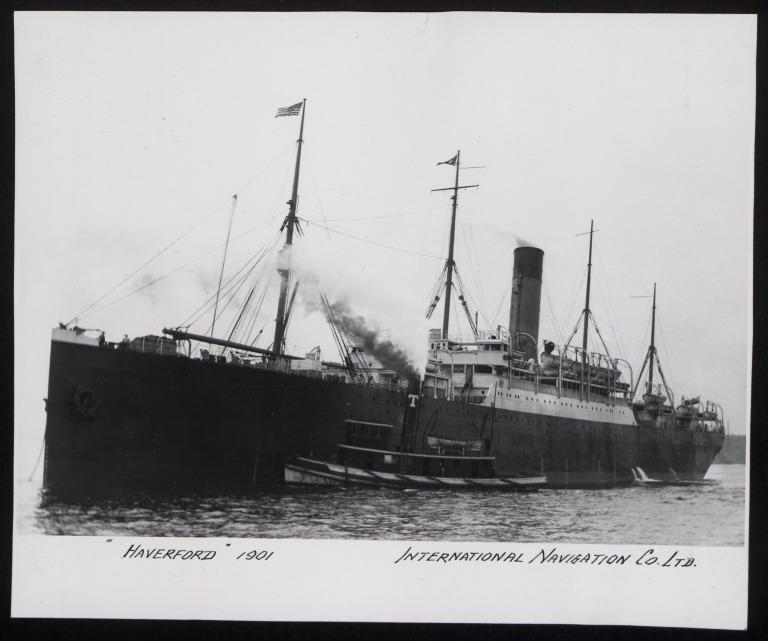 Photograph of Haverford, White Star Line card