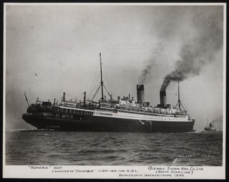 Photograph of Homeric, White Star Line card