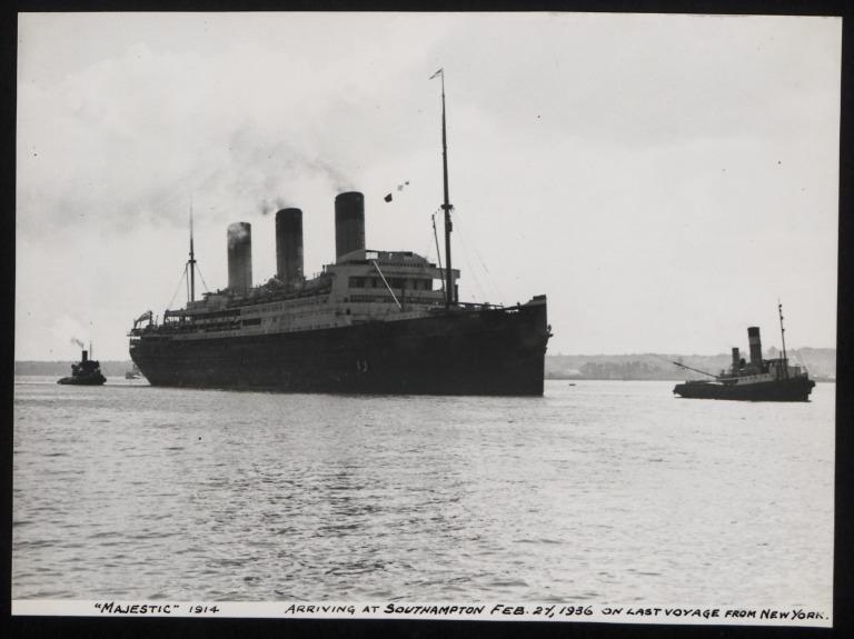 Photograph of Majestic (ex Bismarck), White Star Line card