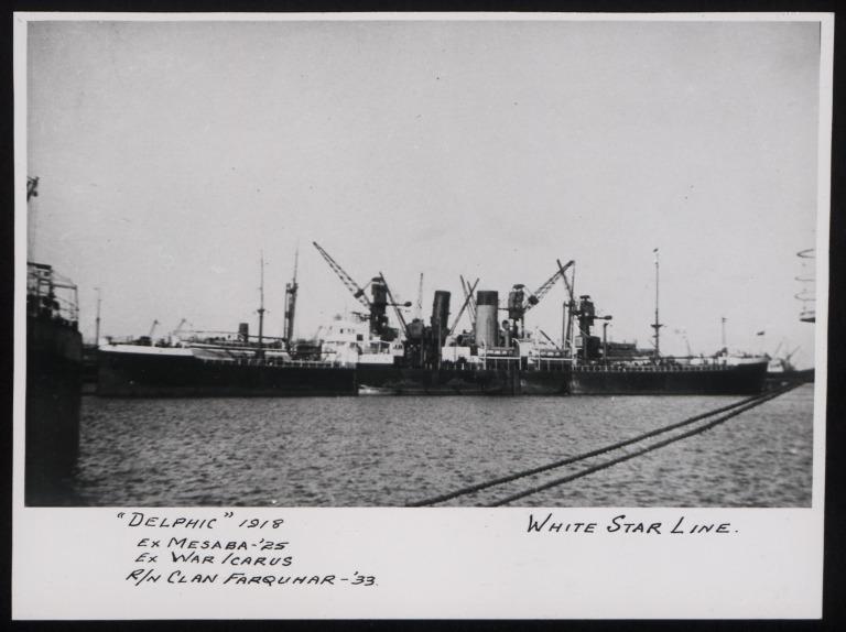 Photograph of Delphic, White Star Line card
