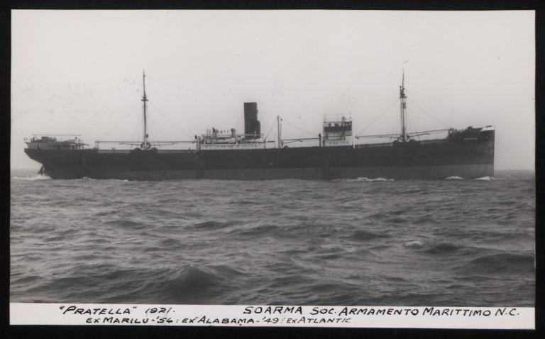 Photograph of Pratella (Marilu- 956) (Alabama-1949) (Atlantic), Soarma Soc Armamento Marritimo N C card