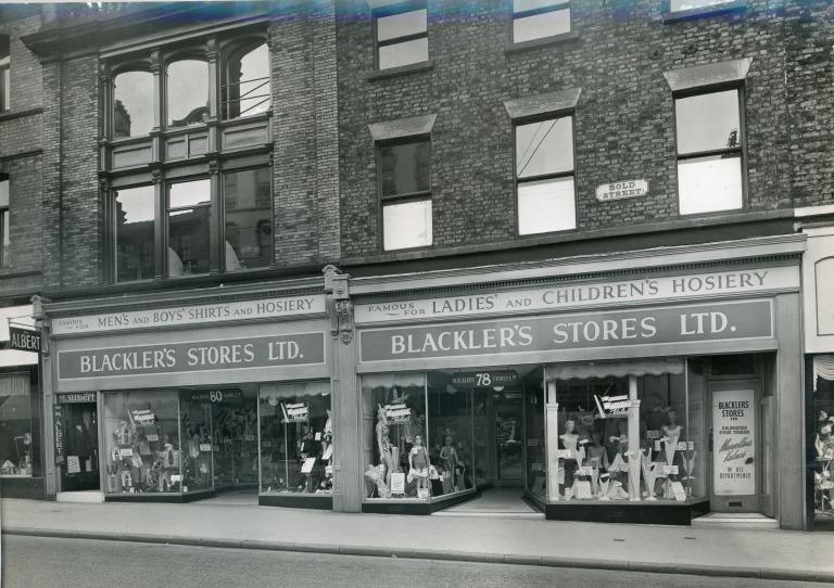 Exterior of Blackler's department store, 78 and 80 Bold Street ...