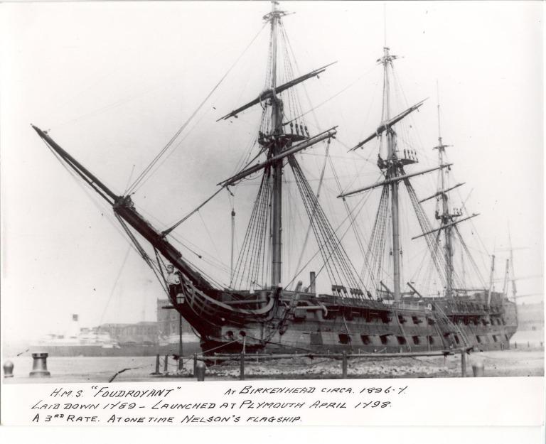 Photograph of HMS Foudroyant (once Nelsons Flagship), Admiralty card