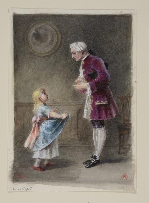 Man in Knee Breeches and Little Girl (Liverpool Sketch Club) card