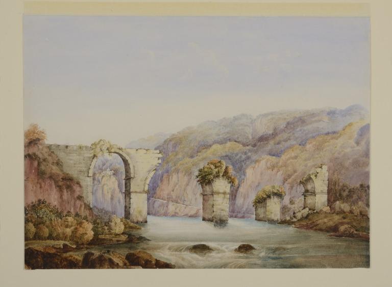 Ruined Bridge and River [Narni?] card