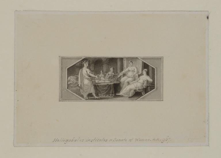 Heliogabalus institutes a Senate of Women. A.R. 967. card