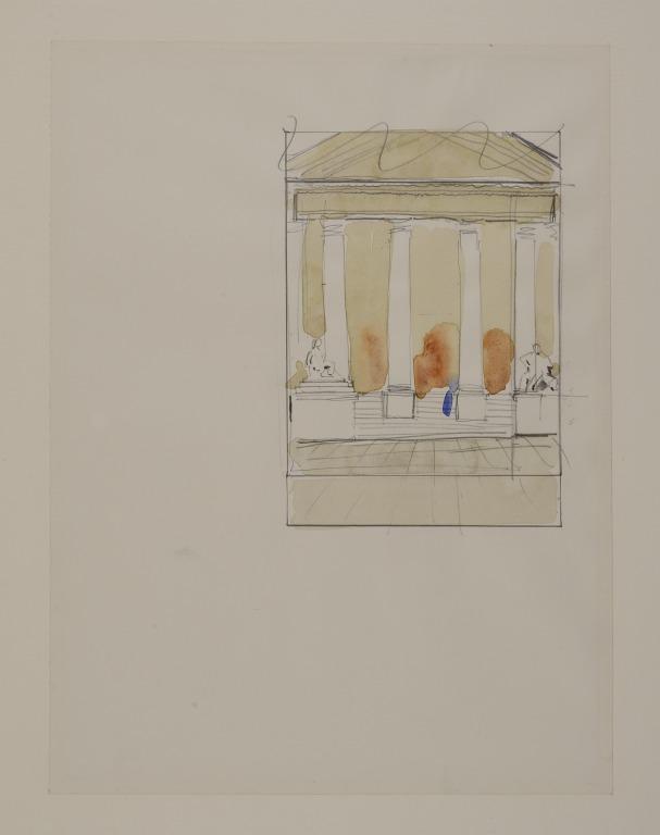 Working Drawing for 'The Walker Art Gallery' - Portico and Steps with Statues card