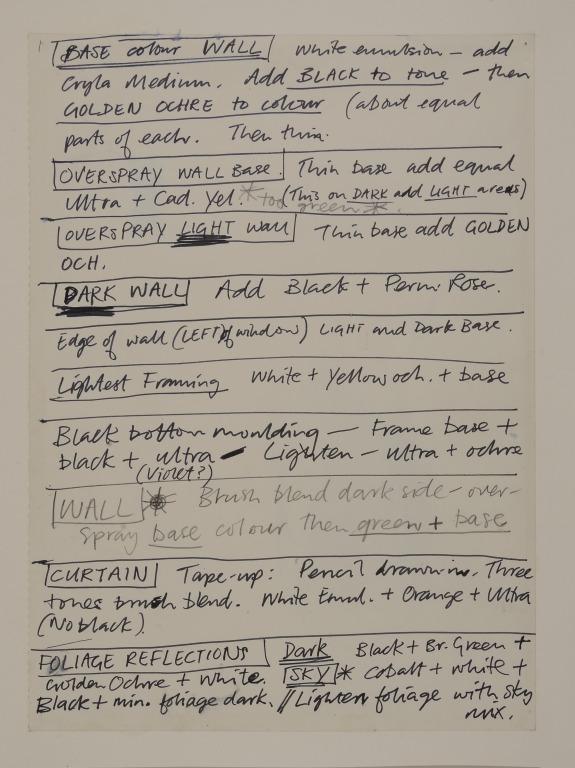 Front - Colour Notes for 'Two Windows/Two People'; Back - Sketch for Projections of Jambs card