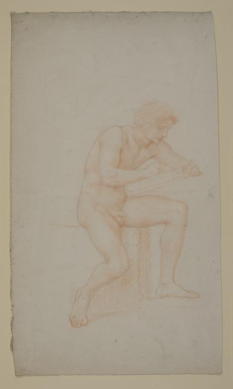 Male Nude Study ( Figure Writing on a Tablet) card