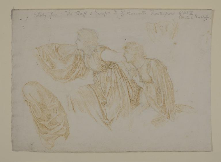 Studies of Draped Figures (Recto) and Studio Interior with Five Figures (Verso) card