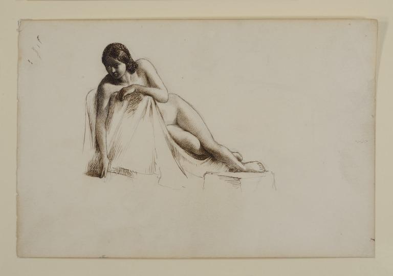 Study of Female Nude (Recto); Studies of Seated Draped Female Figures (Verso) card