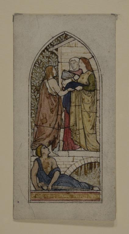 Stained Glass Design : Three Women and Cripple card