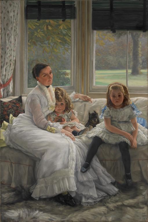 Portrait of Catherine Smith Gill and two of her children card
