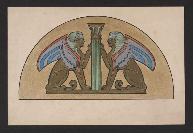 Semi Circular Design : Two Sphinxes card