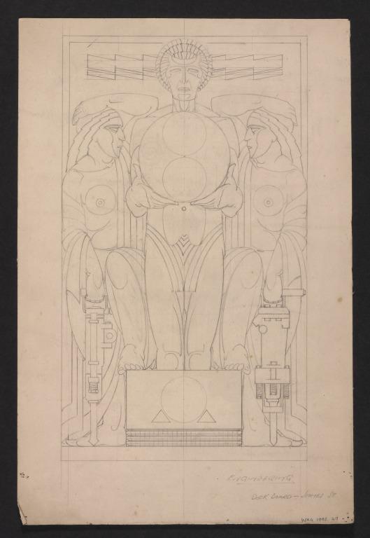 Design for Relief Sculpture of Engineering for George's Dock Ventilation Station card