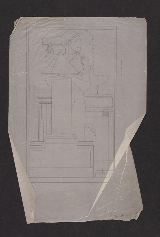 Design for Relief Sculpture of Architecture ? for George's Dock Ventilation Station card