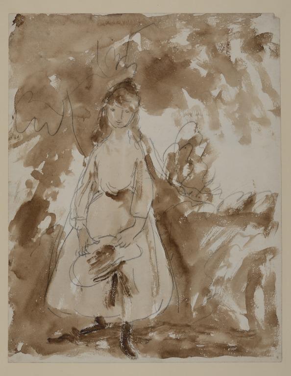 Girl among Trees (Recto); Two Conversation Pieces (Verso) card