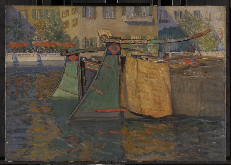 Umbrellas and Barges, Venice card