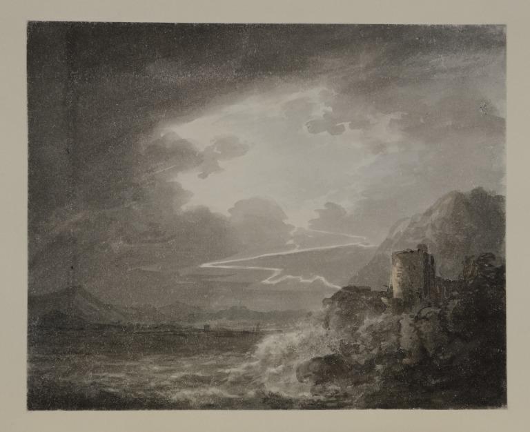 Castle by Sea with Lightning card