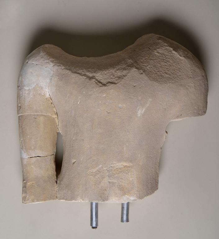 Torso from a male votive statue card