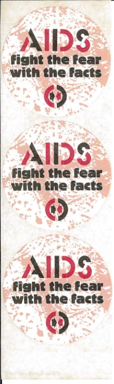 Sticker set, 'AIDS fight the fear with the facts' 1988 card