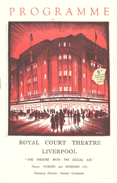 Programme, 'Royal Court Theatre' card