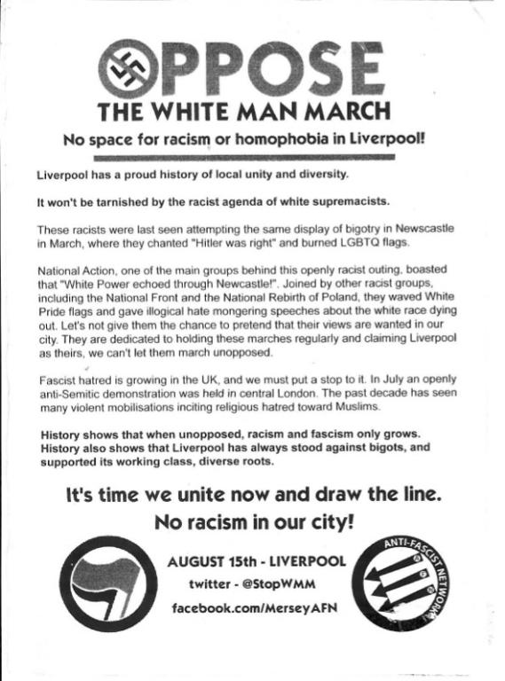 Flyer, 'Oppose The White Man March' 2015 card