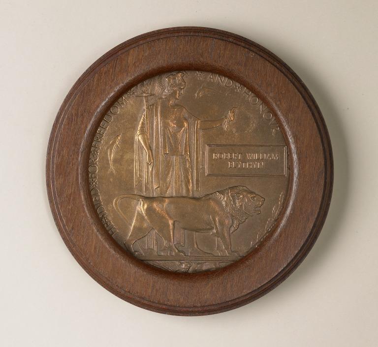 Next of kin memorial plaque - Robert Blythyn card