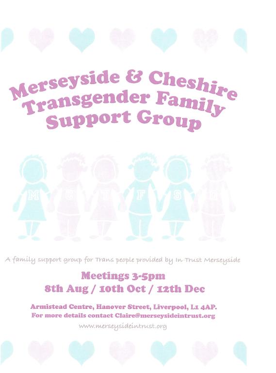 Flyer, 'Merseyside and Cheshire Transgender Family Support Group' card