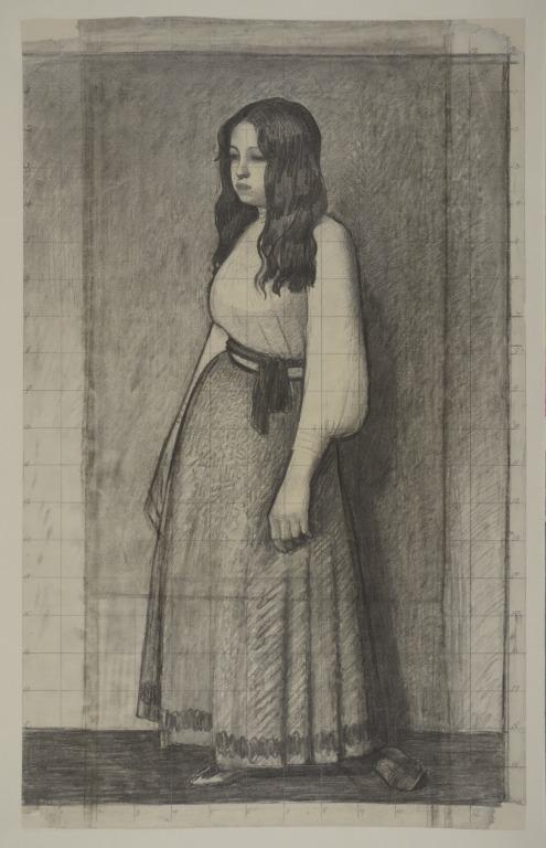 Girl in a Blouse and Skirt (Recto); Study of a Seated Nude (Verso) card