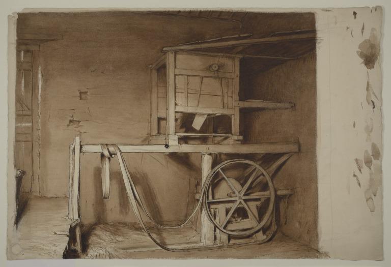 Interior of Barn / Shed with Leather Strap (Recto); Standing Female Nude (Verso) card