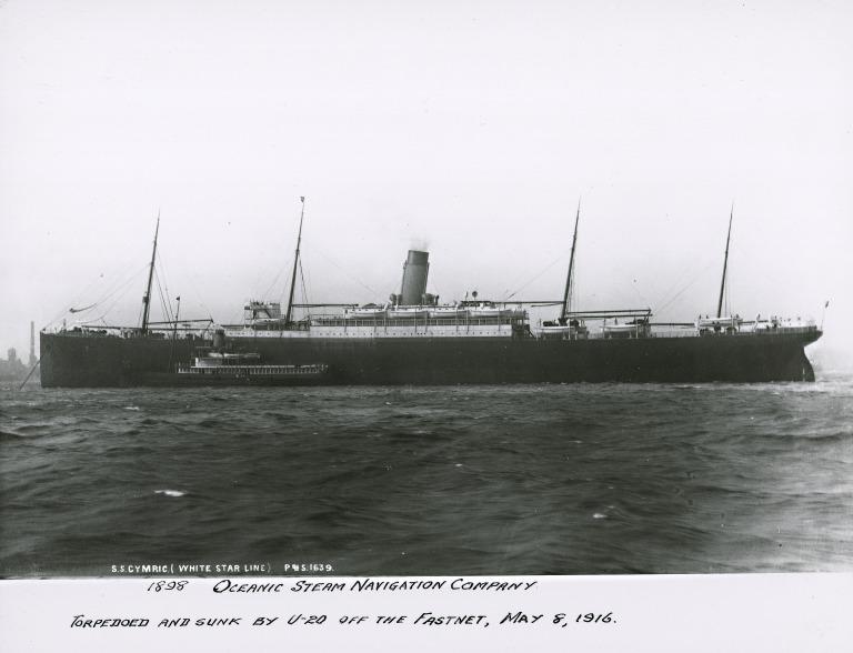 Photograph of Cymric, White Star Line card
