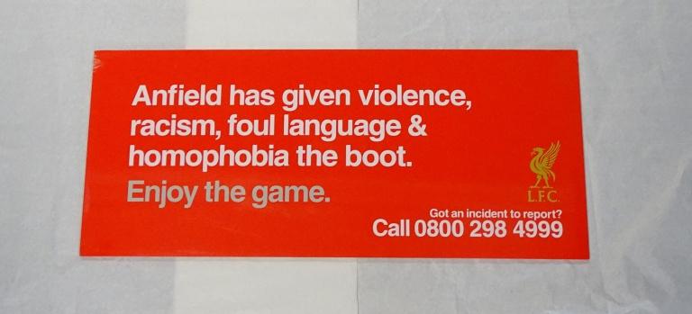 Sign Anfield Has Given Violence Racism Foul Language Homophobia The Boot National Museums Liverpool