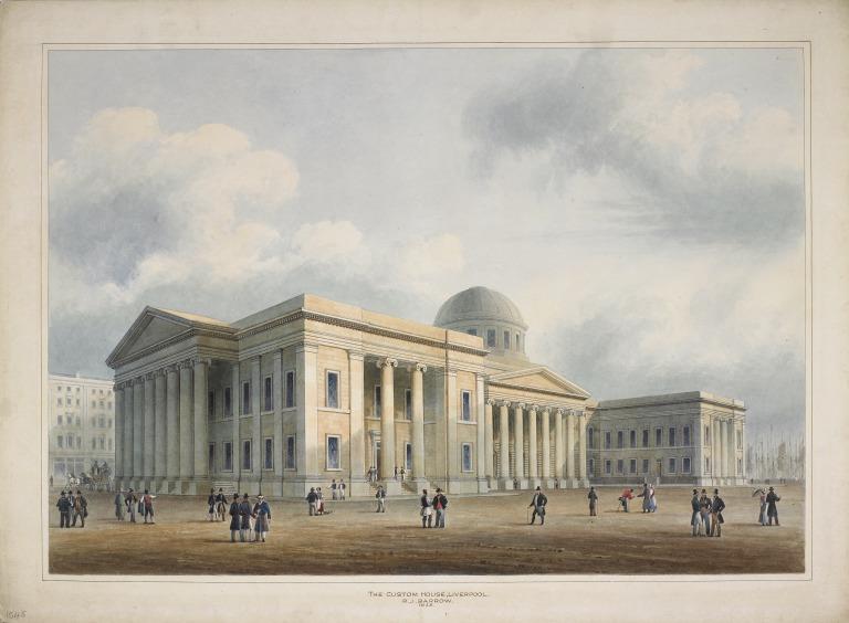 The Customs House, Liverpool, in 1828 card
