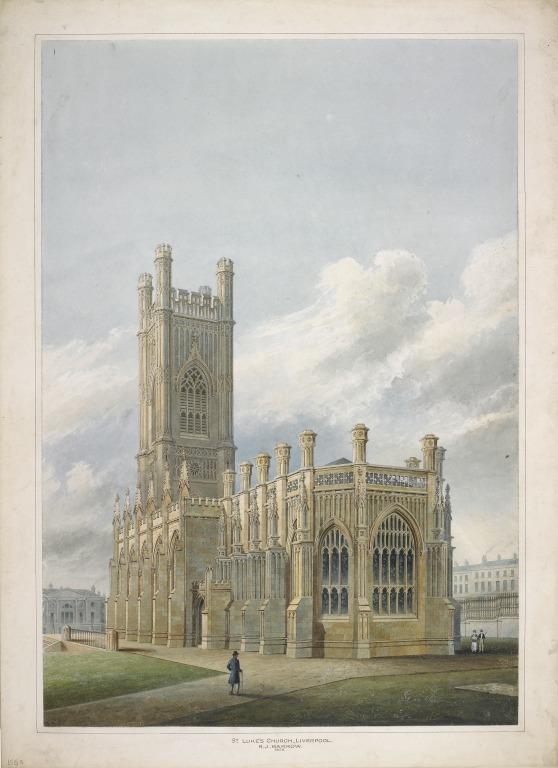 St. Luke's Church, Liverpool, 1828 card