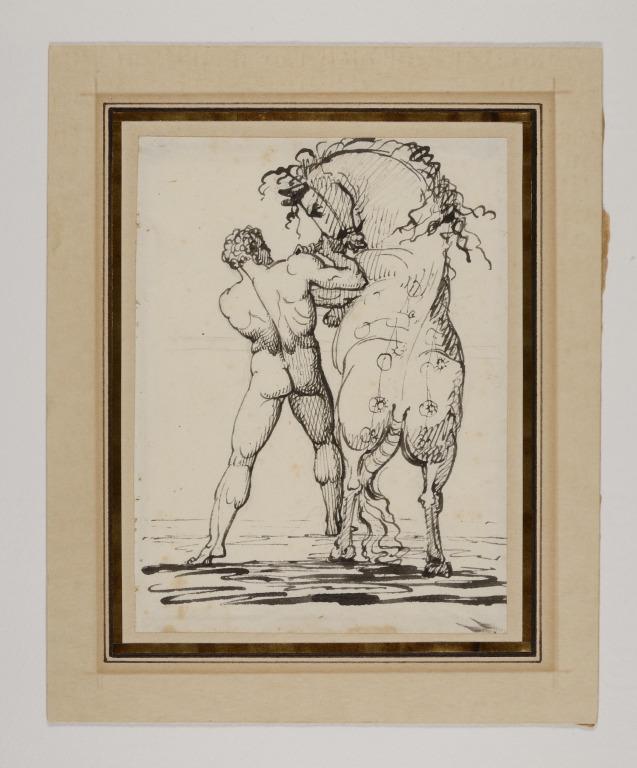 Nude Male Figure with Rearing Horse card