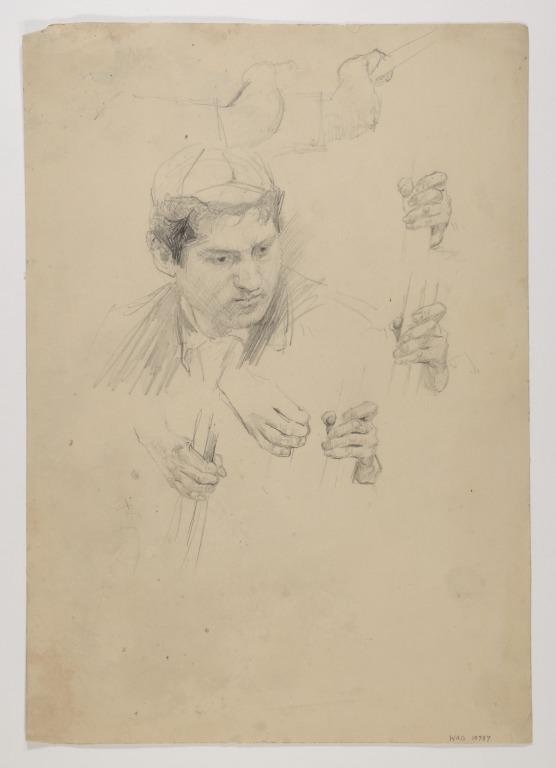 Man's Portrait and Oarsman's Hands (Study for Boulter's Lock) card