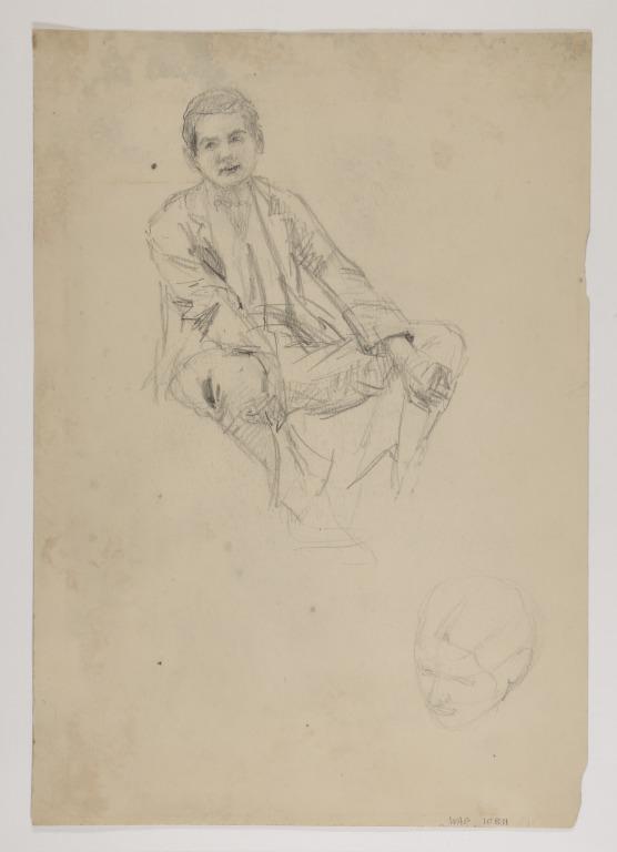 Seated Boy and Head (Study for Boulter's Lock) card