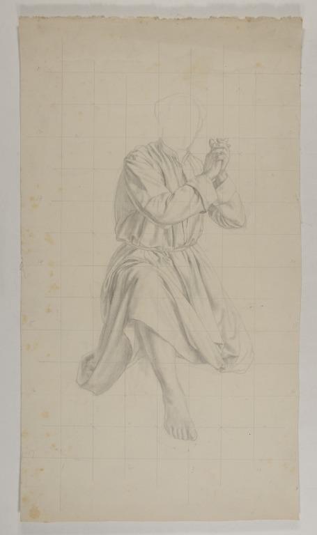 Draped Study of Kneeling Man with Hands Clasped for 'Bunyan' [and/or 'Athena and Poseidon'] card