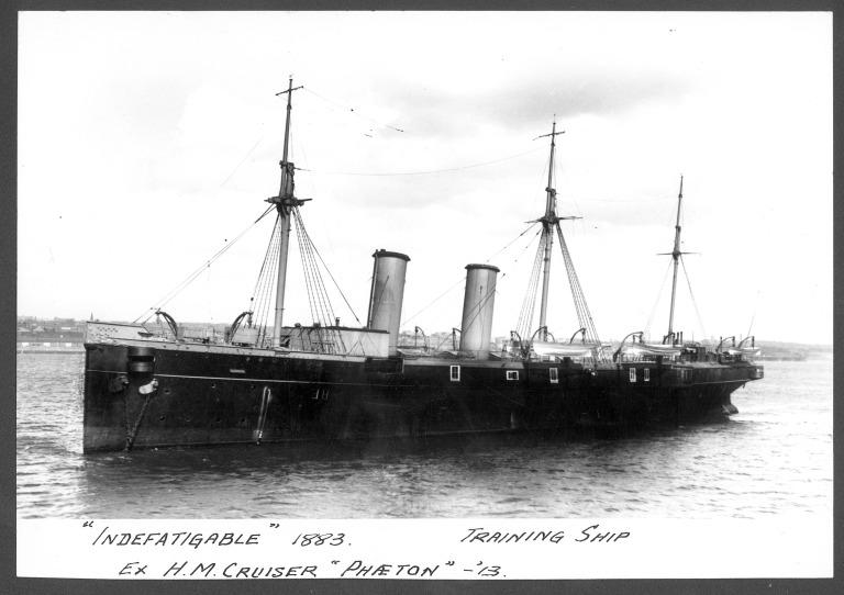 Photograph of Indefatigable (ex HM Cruiser 'Phaeton'), Admiralty card
