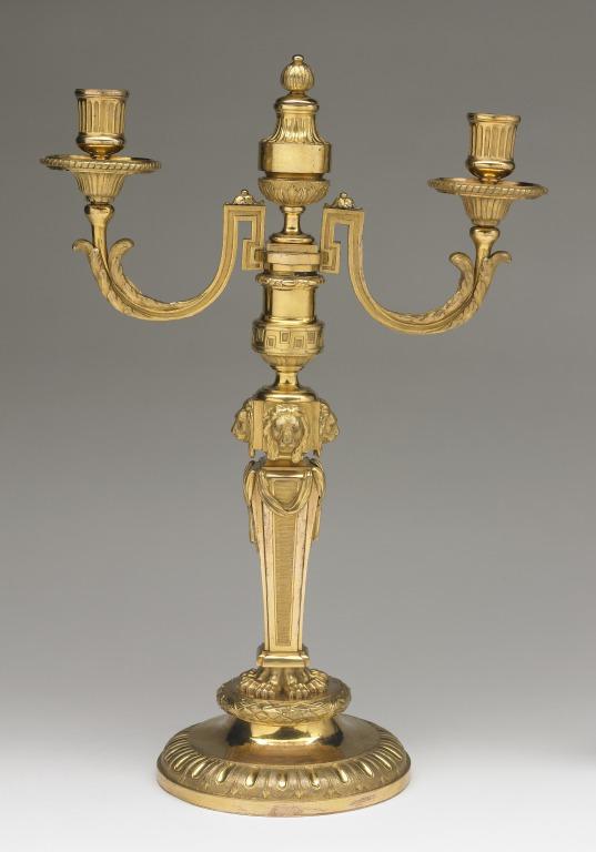 Antique English Brass Candelabra, Pair