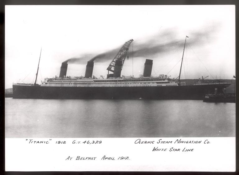 Photograph of Titanic, White Star Line card