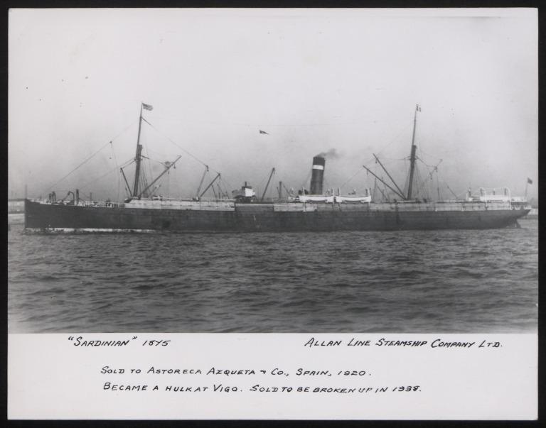 Photograph of Sardinian, Allan Line card